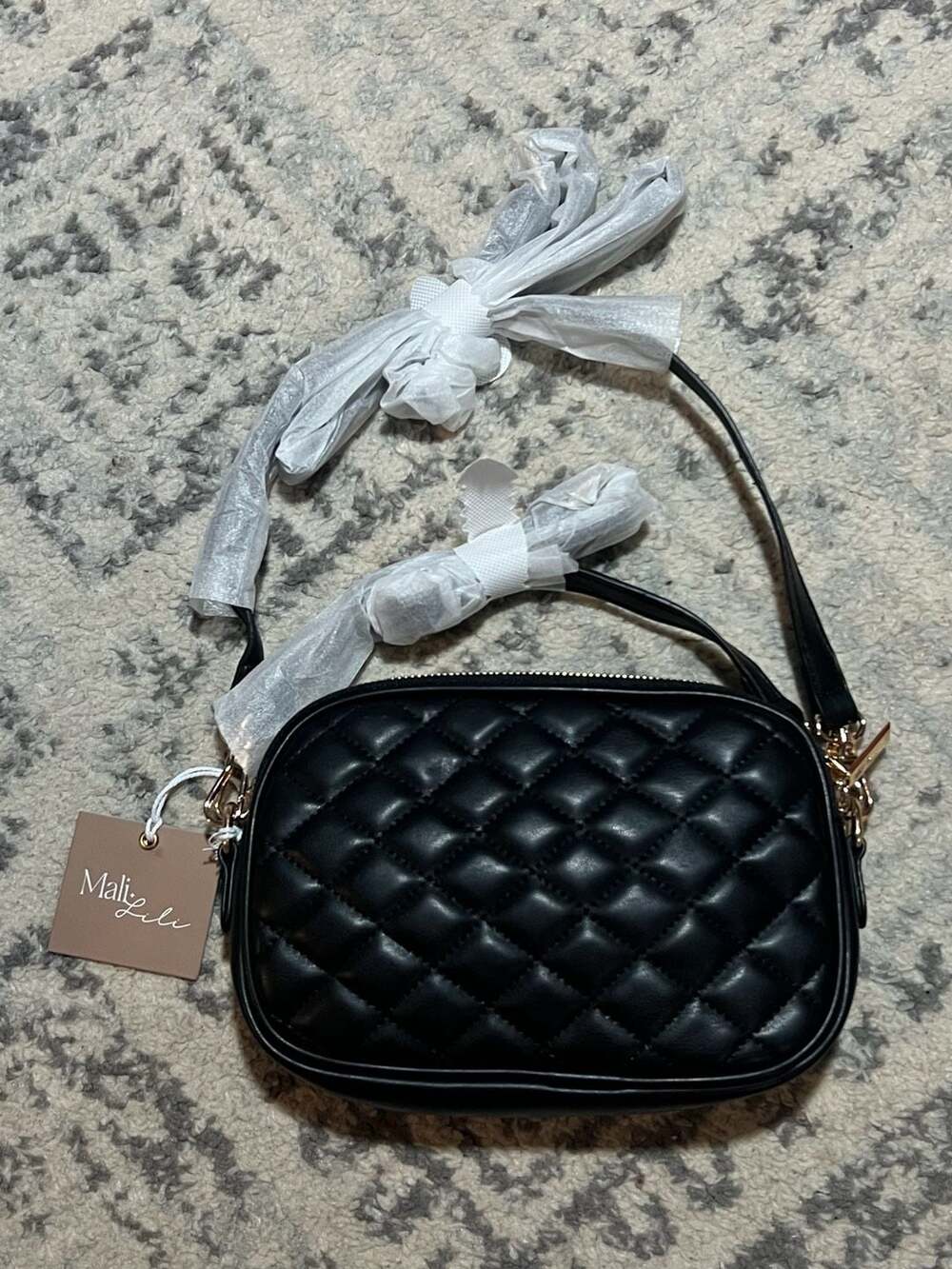 Mali + Lili Quilted Vegan Leather Camera Crossbody Bag